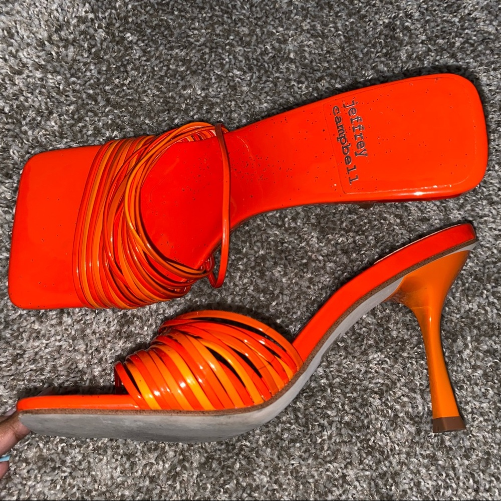 Jeffrey Campbell orange mules